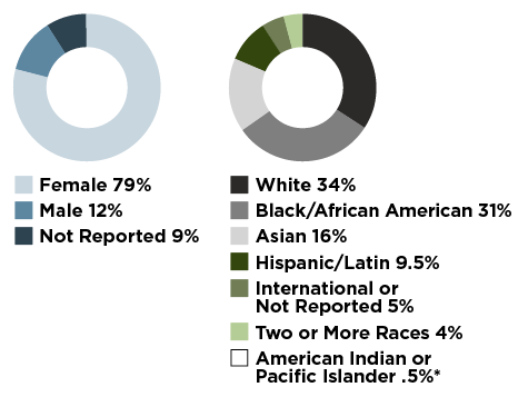 Class Profile by gender and race as of Fall 2024
