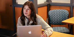 Woman sitting on a laptop